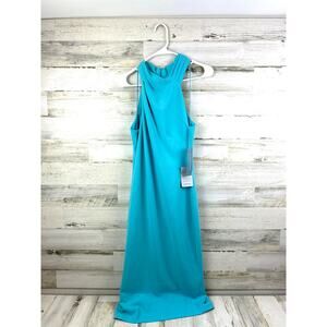 London Times Womens 10 Turquoise Blue Sleeveless Casual Summer Maxi Dress NEW